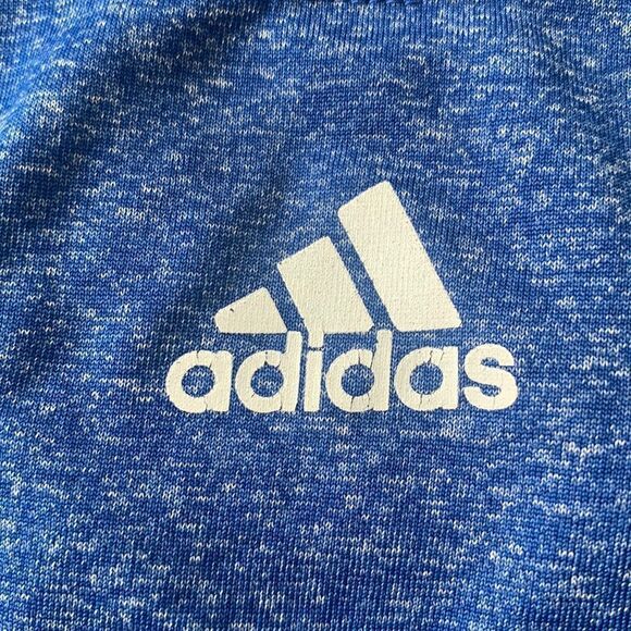 2 Adidas Mens Climalite Heather Gray Workout Logo Blue T-Shirt Tee 2996A Medium - Picture 4 of 11